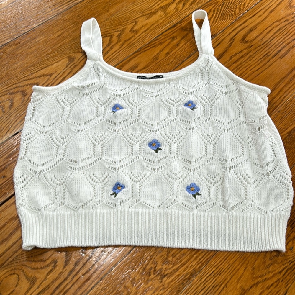 Y2K Nikka K Cotton camisole style sweater. Pointelle knit. Size XL.